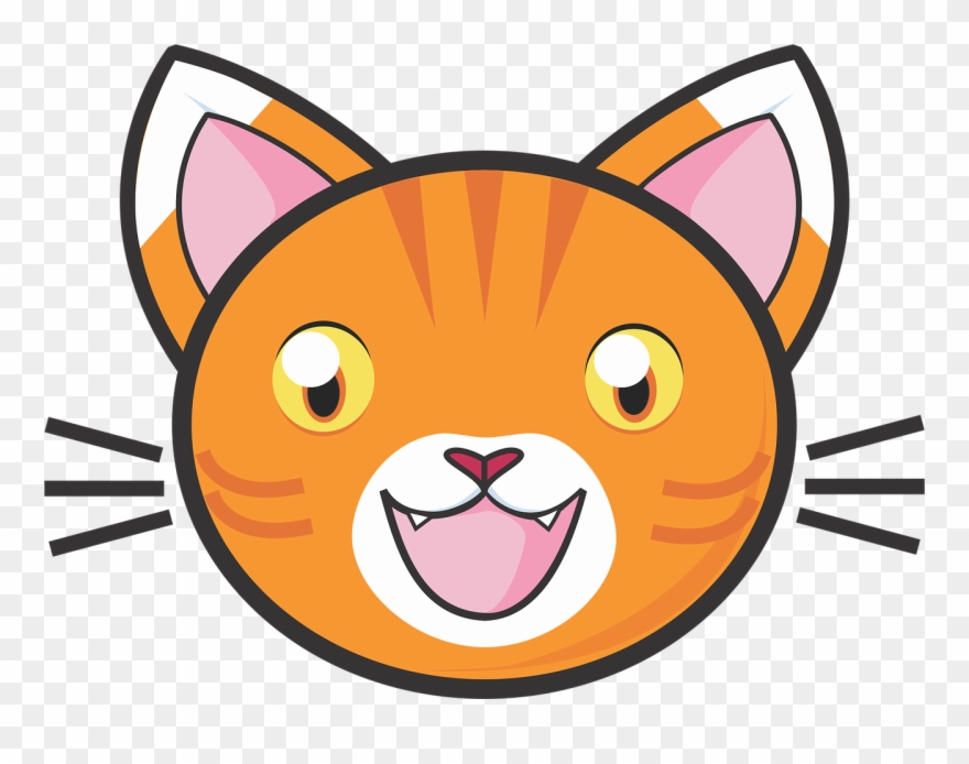 Banner Free Library Png Face Orange - Cat Face Cartoon Png Clipart