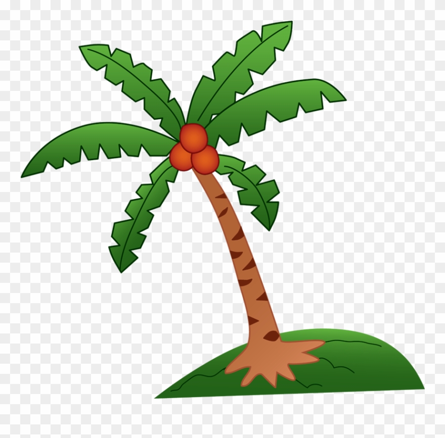 Green Flower Clip Art - Clip Art Coconut Tree - Png Download