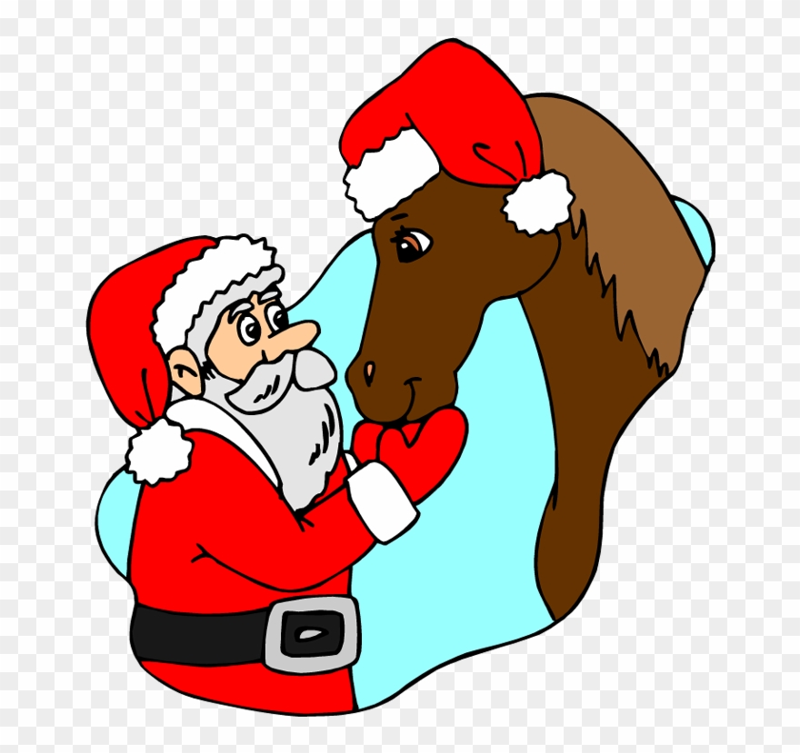 Christmas Horse Clip Art - Horse With Santa - Png Download