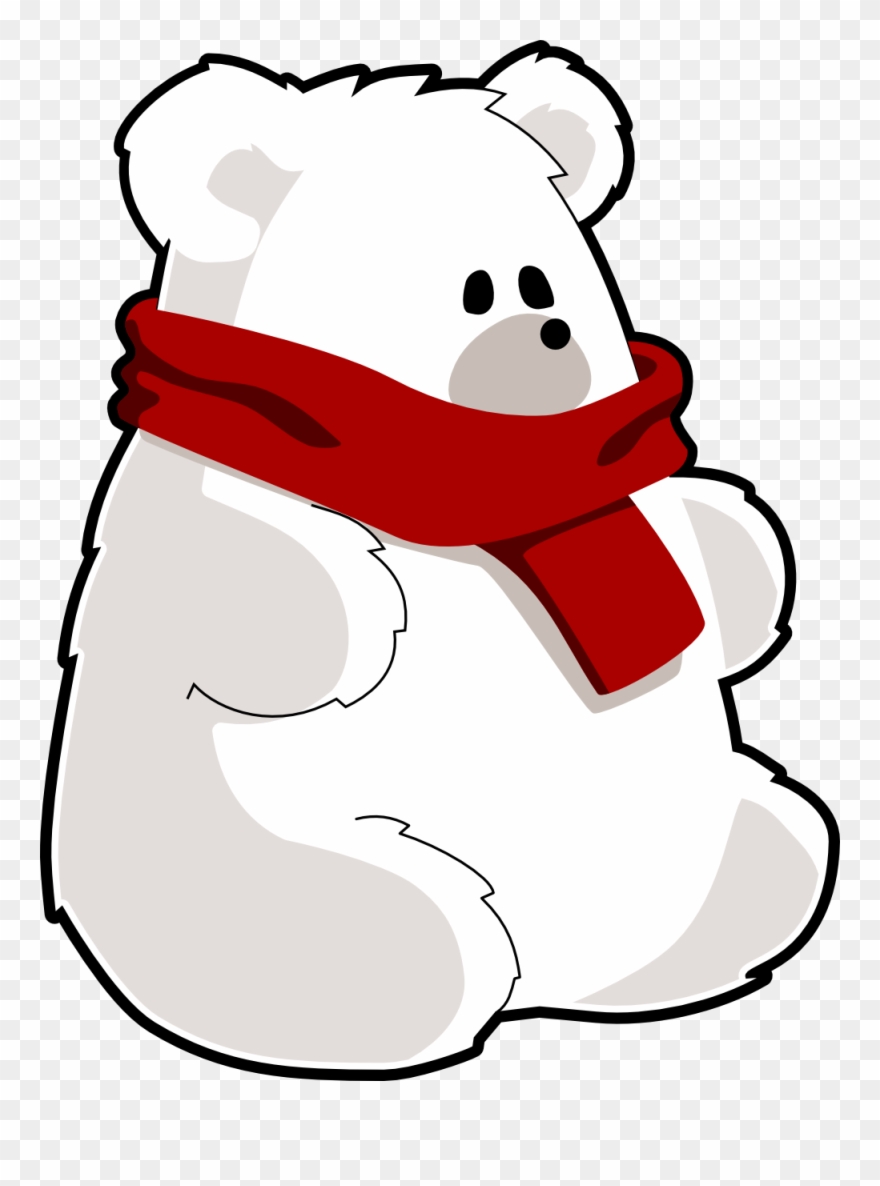 Bear Teaches Clipart, Vector Clip Art Online, Royalty - Polar Bear With Scarf - Png Download