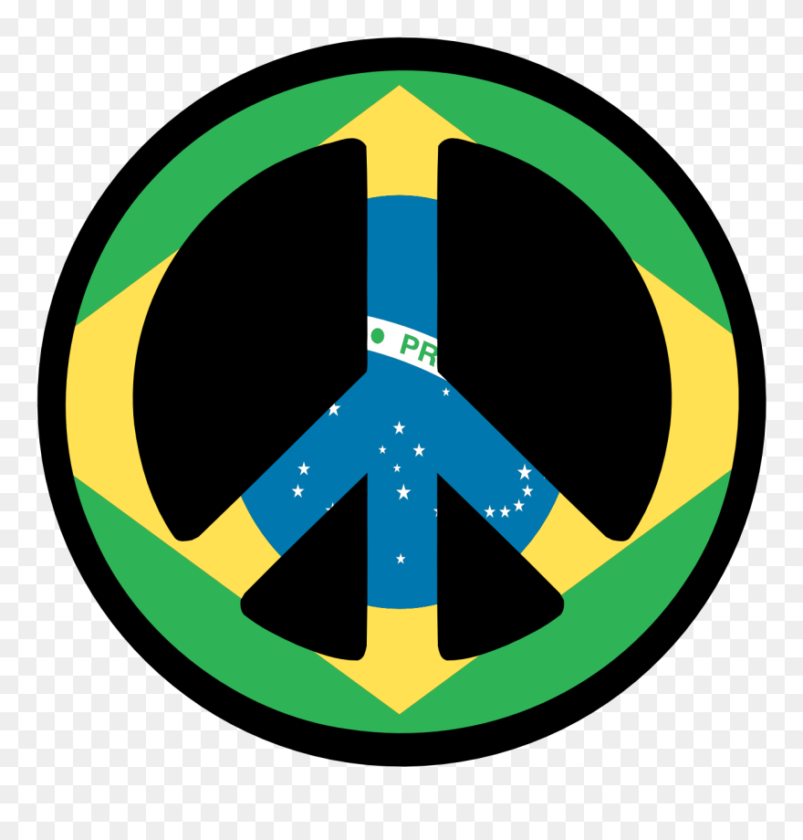 Patriotic Clipart Peace Sign - Brazil Flag - Png Download