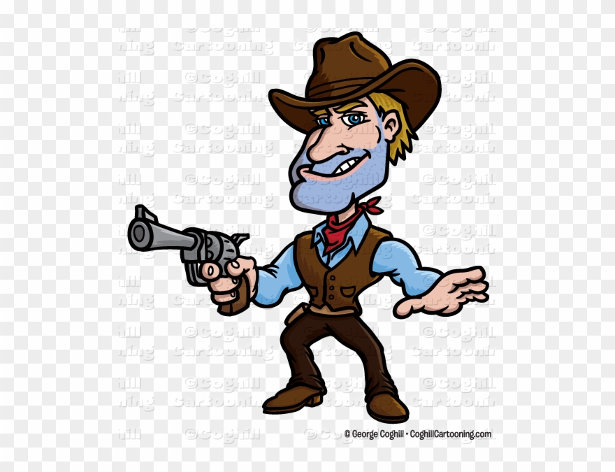 Gunslinger Cowboy Cartoon Character Clip Art Stock - Cowboy Cartoon Clipart - Png Download