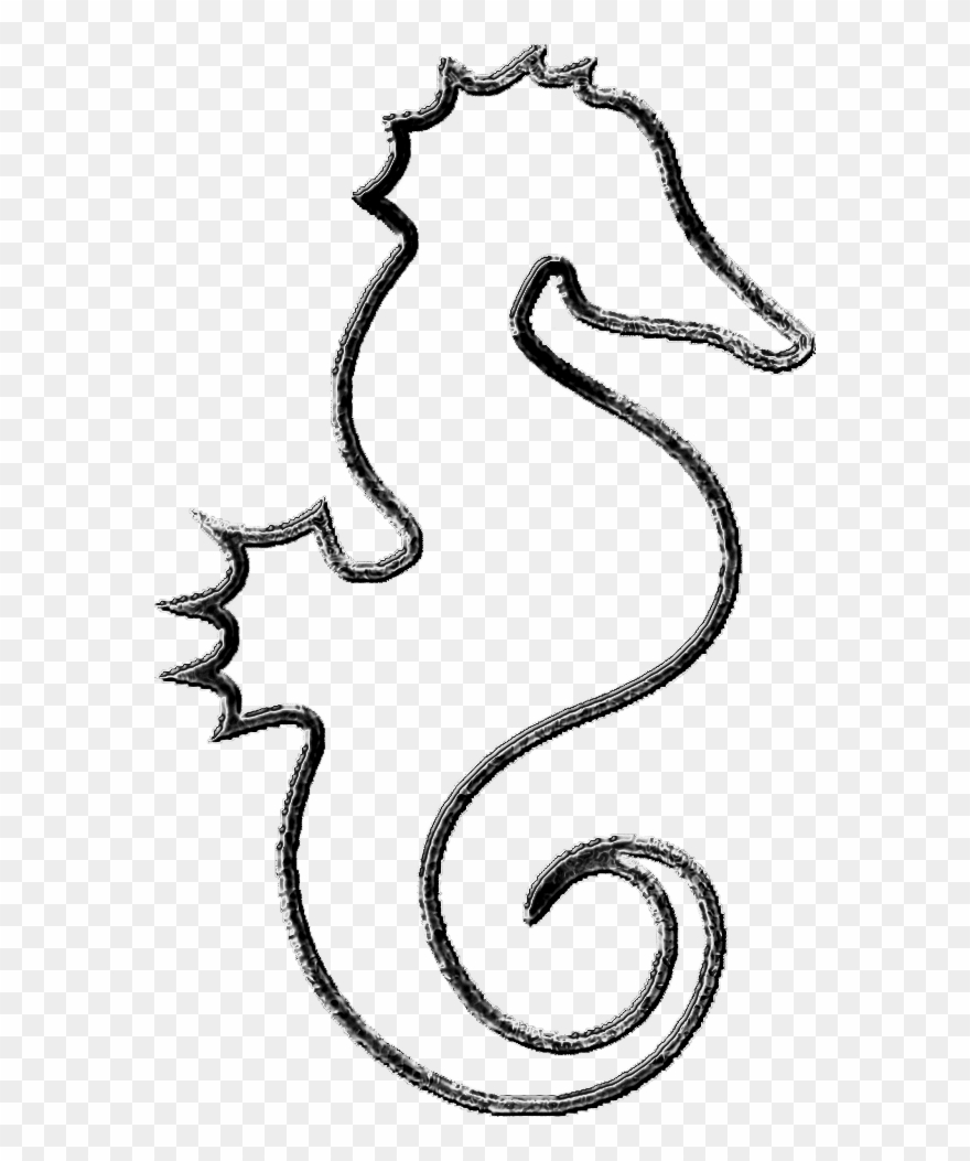 Sea Horse Clip Art Black And White - Black And White Seahorse Clipart - Png Download