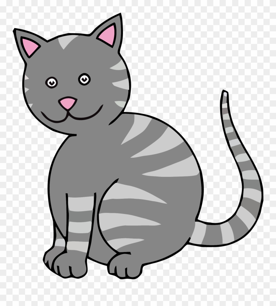 Cat Lineart Clip Art Gray Color Cat Clipart Png Clip - Gato Dibujo Color Transparent Png