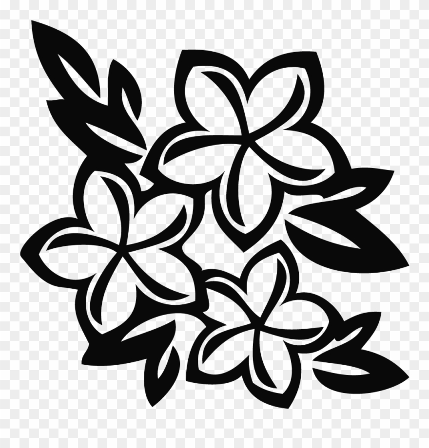 Hawaiian Flower Black And White Clip Art Clipart - Hawaiian Flower Clip Art Black And White - Png Download