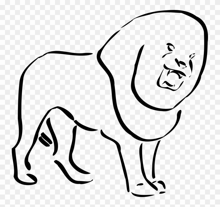 Lion Cougar Line Art Drawing - Lion Clip Art - Png Download