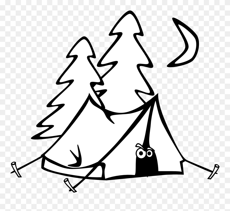 Tent Clip Art - Black And White Tents - Png Download