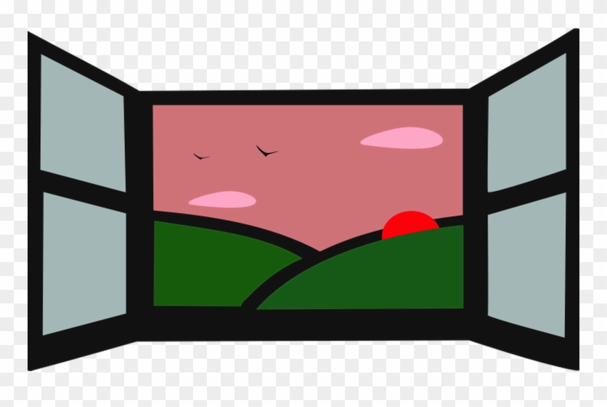 Clipart Country School Window Box - Cartoon Window With Sun - Png Download