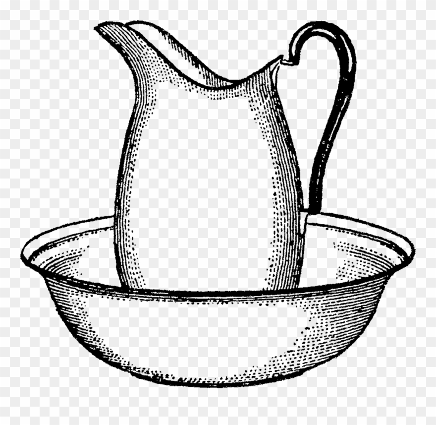 Vintage Pitcher And Bowl Bath Digital Clip Art - Herbalism - Png Download