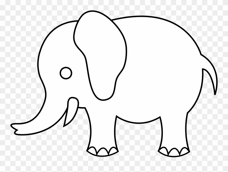 White Giraffe Silhouette Clip Art Clipart Library - Elephant Drawing Simple Easy - Png Download