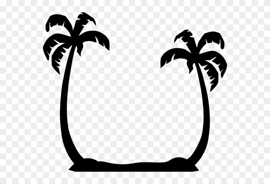 Tall Palm Trees Clip Art - Palm Trees Beach Silhouette - Png Download
