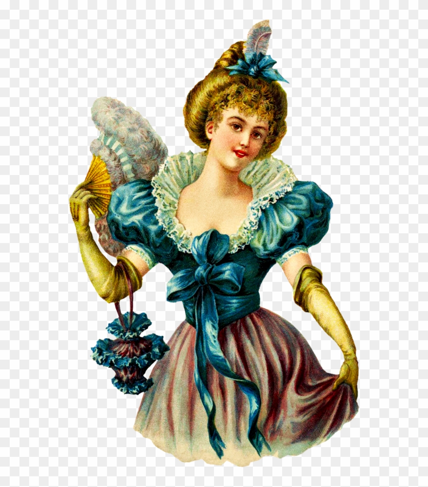 Free Victorian Woman With Purse Clipart - Png Download