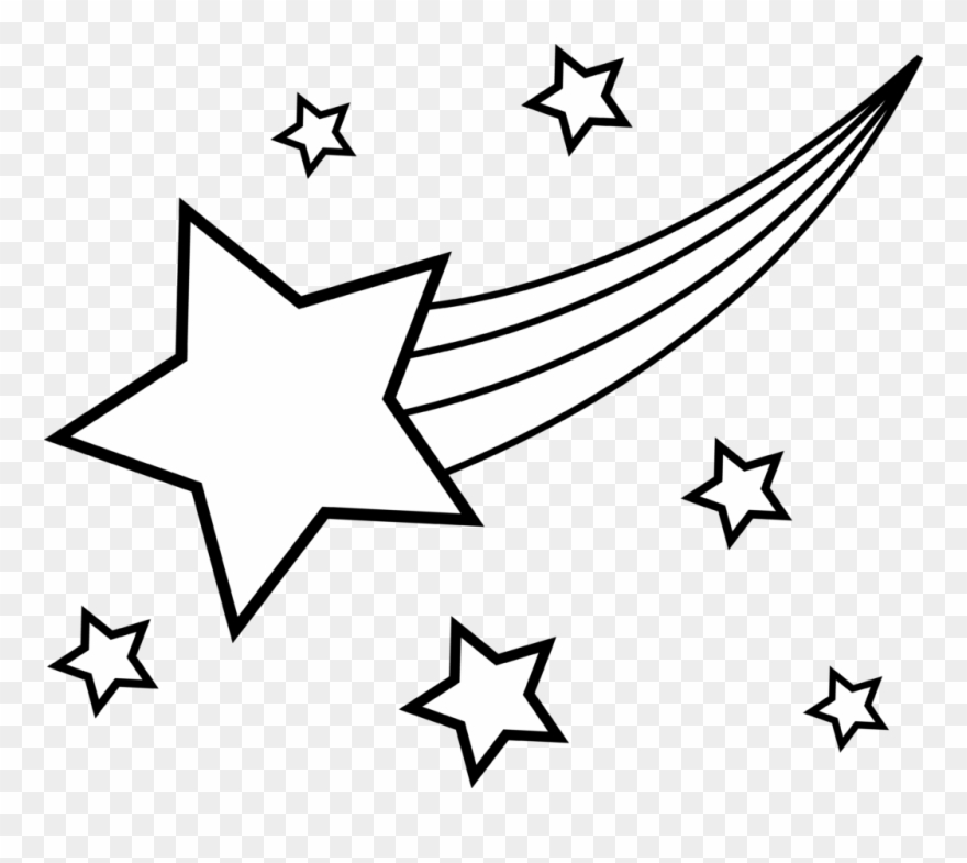 Star Black And White Star Black And White Image Of - Shooting Star Coloring Pages Clipart