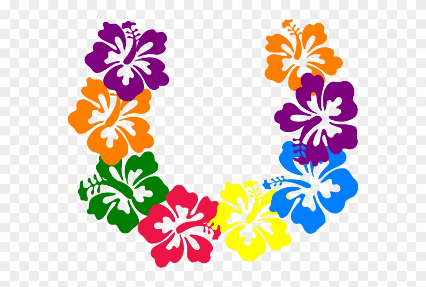 Tropical Flowers Clip Art - Hawaiian Flower Necklace Clipart - Png Download