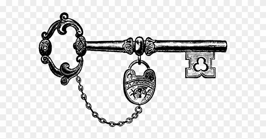 Download Vintage Key & Lock Clip Art Image - Antique Key Clip Art - Png Download