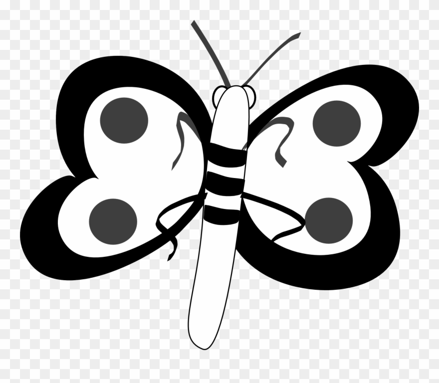 Retro Clipart Butterfly - Butterflyclip Art Black And White - Png Download