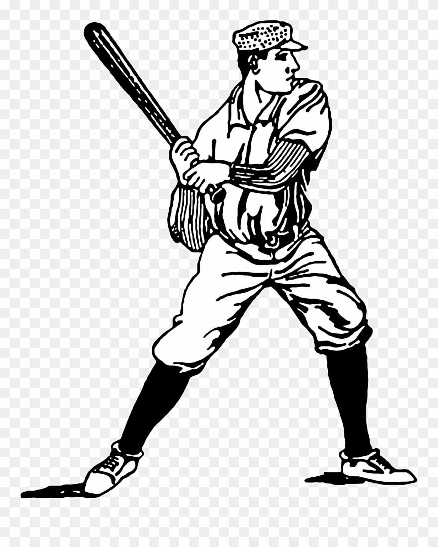 Vintage Baseball Player Clipart - Vintage Baseball Clipart Free - Png Download
