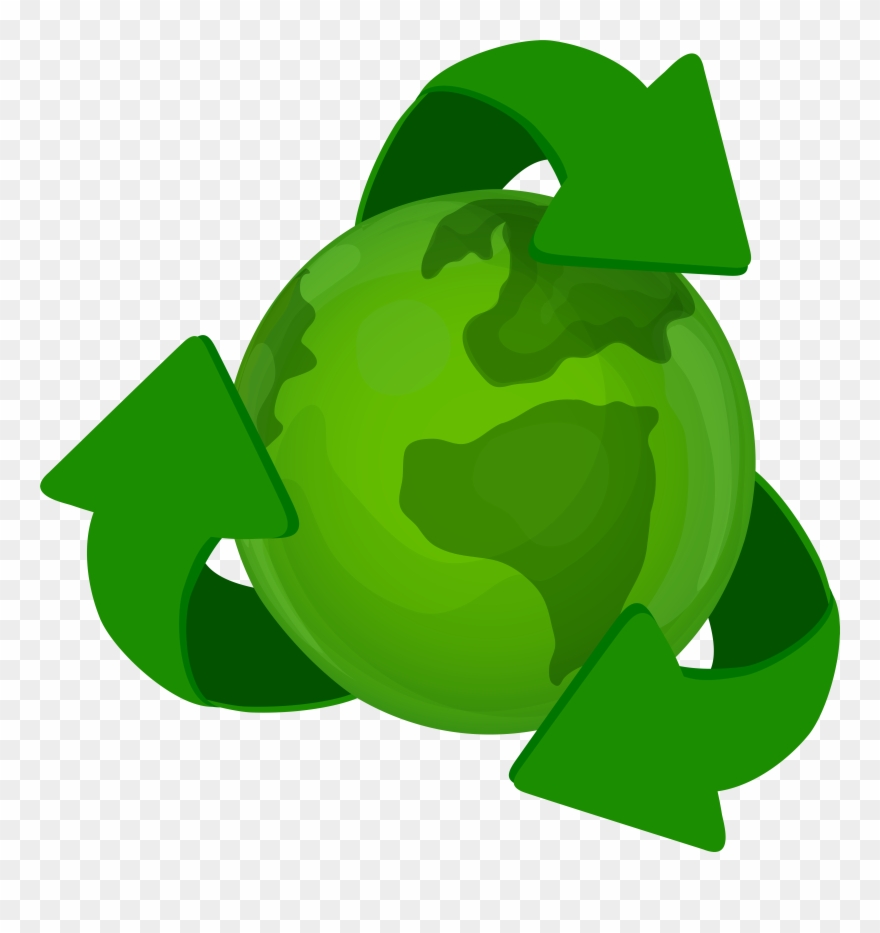 Green Earth Planet With Recycle Symbol Png Clip Art Transparent Png