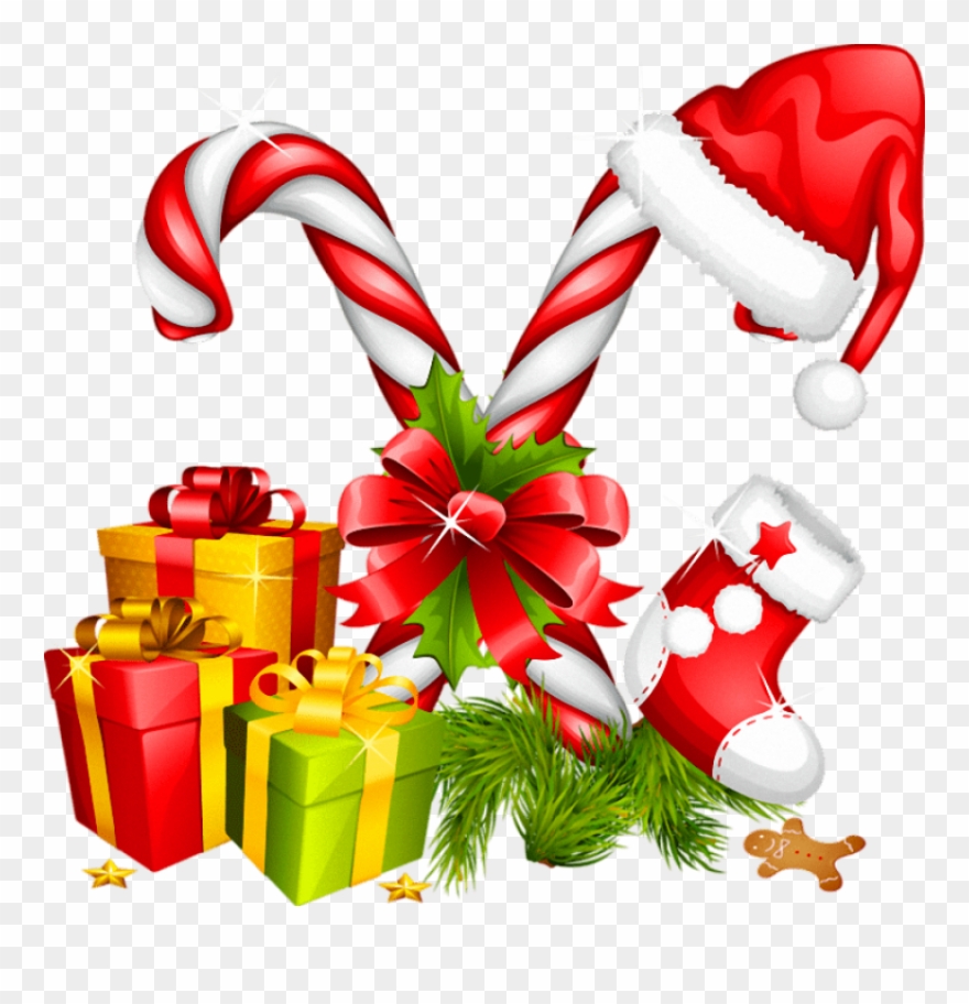 Santa Hat Gifts And - Christmas Decorations Gift Png Clipart