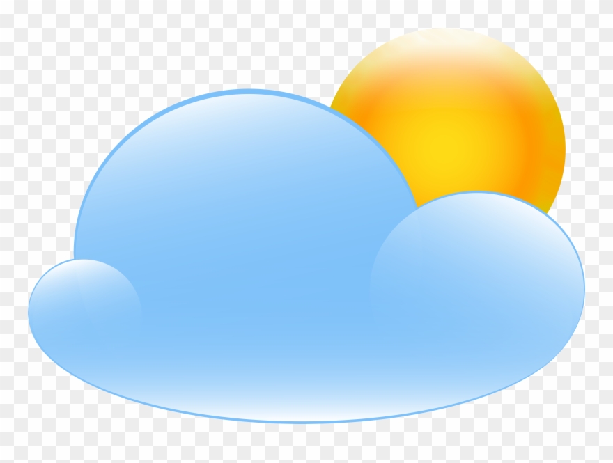 Partly Cloudy With Sun Weather Icon Clip Art Web Clipart - Cloudy With Sun Weather - Png Download