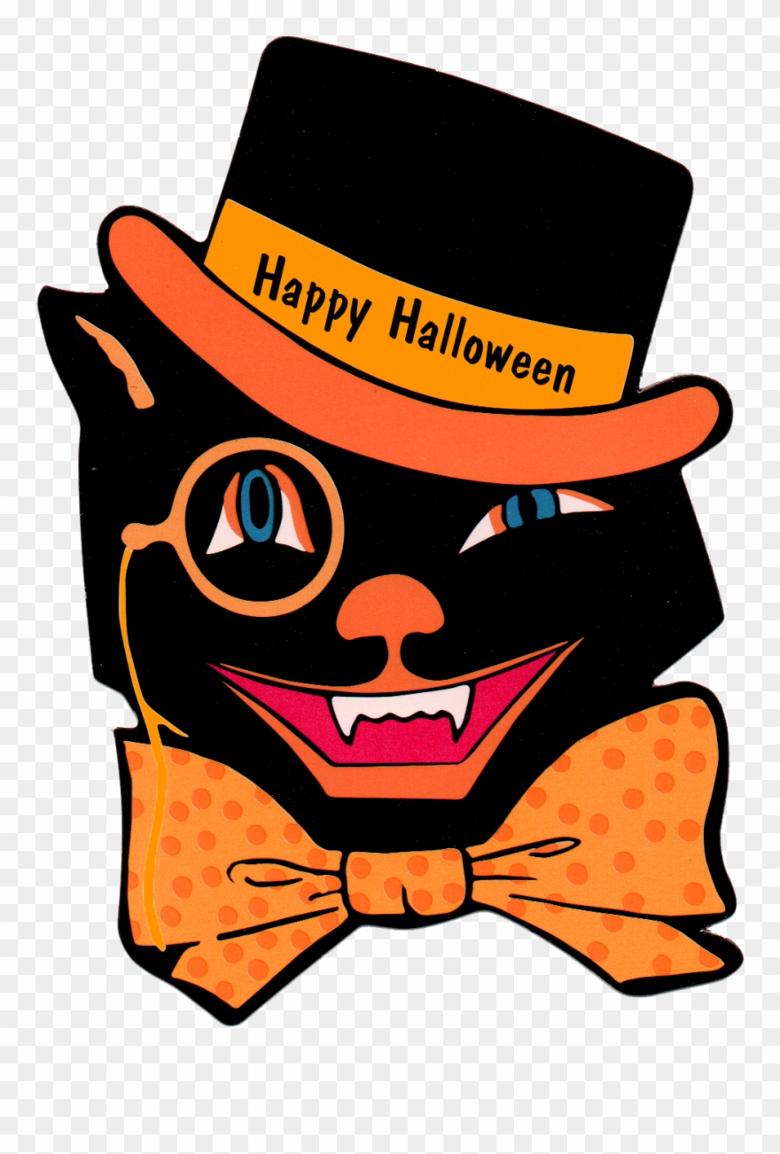 Free Printable Vintage Images Cartoonview Co Clip - Vintage Halloween Black Cat - Png Download