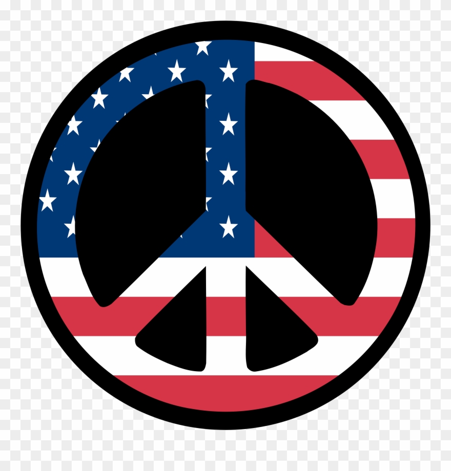 Countries Us Flag Peace Sign 3 Scallywag Peacesymbol - Peace Sign With American Flag Clipart