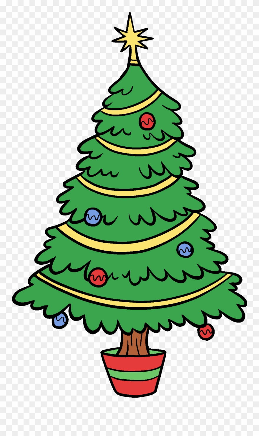 Christmas Tree Clip Art - Merry Christmas Tree Drawing - Png Download