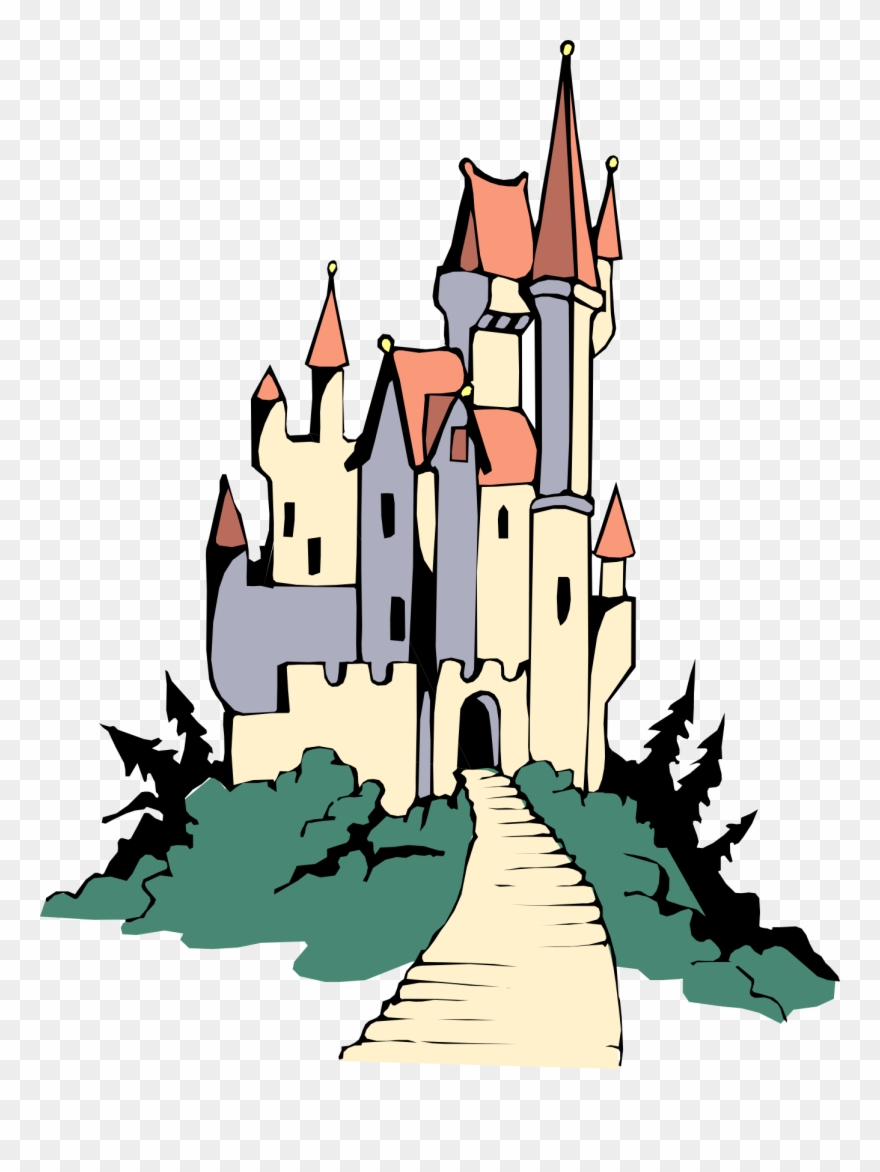 Disney Castle Disneyland Castle Clipart Free Images - Castle On Hill Cartoon - Png Download