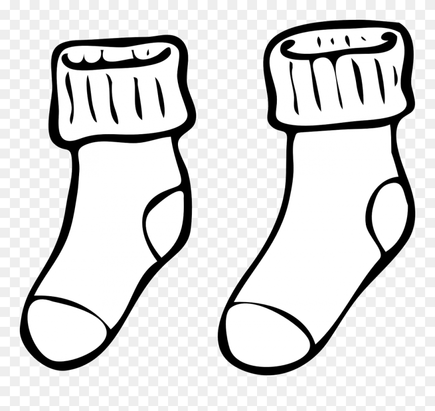 Socks Clip Art Free Sketch Coloring Page - Socks Clipart - Png Download