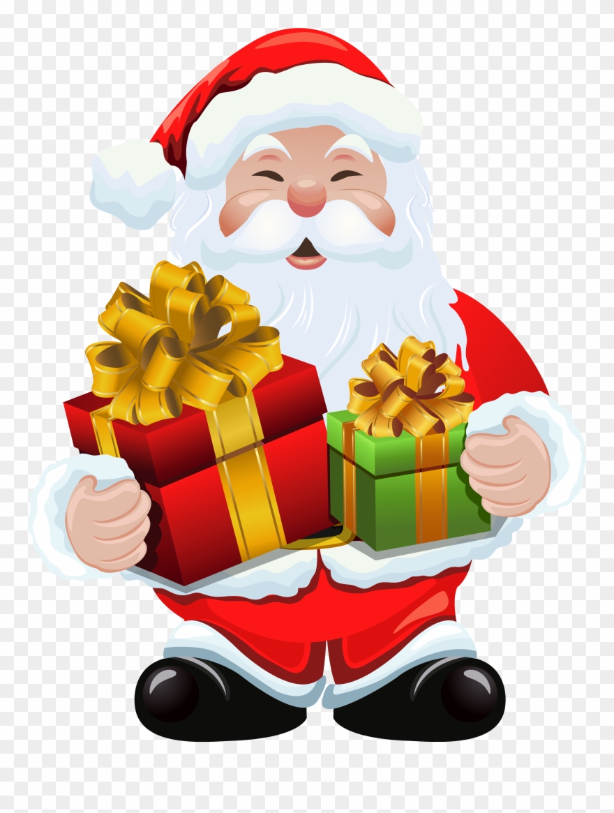 Clip Library Stock Christmas Tree And Presents Clipart - Santa Claus With Gifts - Png Download