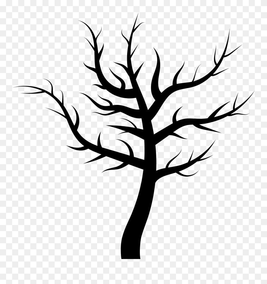 Barren Tree Silhouette - Music: Larger Staff (6 Stave Per Page) Paper - 8. 5 Clipart