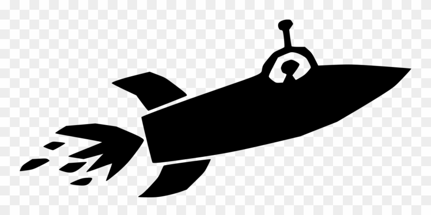 Computer Icons Black And White Spacecraft Rocketship - Clip Art - Png Download