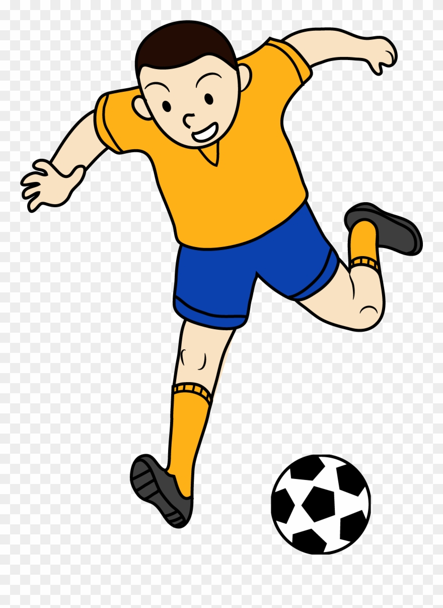 Kid Playing Soccer Or Football - Clip Art Playing Football - Png Download