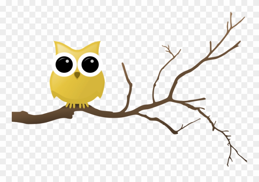 Tree Branch Clipart Png - Cartoon Owl On Branch Transparent Png