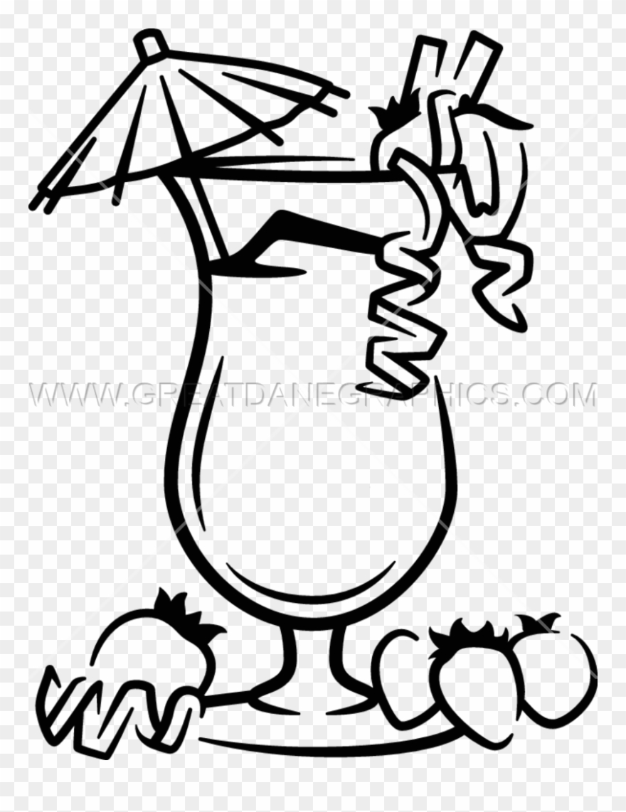 Download Tropical Drink Drawing Easy Clipart Black - Tropical Drink Black And White Clipart - Png Download