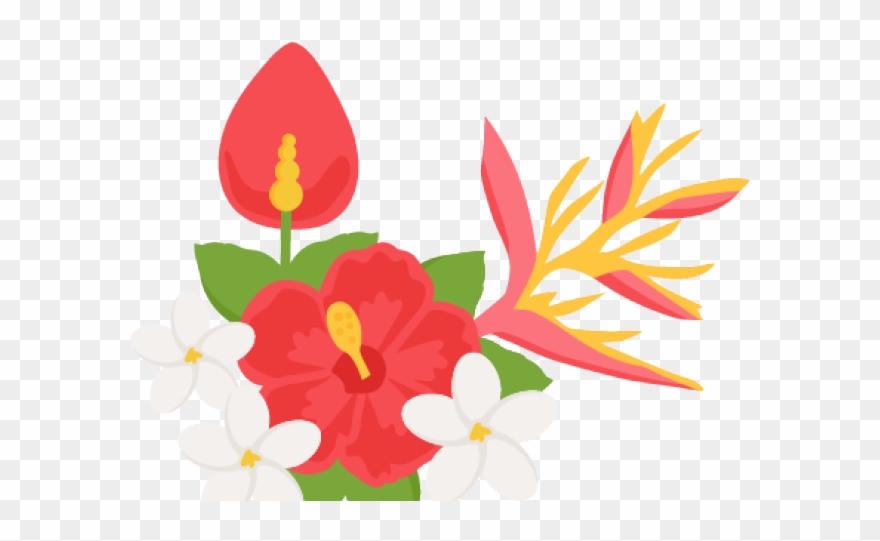 Tropical Flowers Clipart - Transparent Tropical Clipart - Png Download