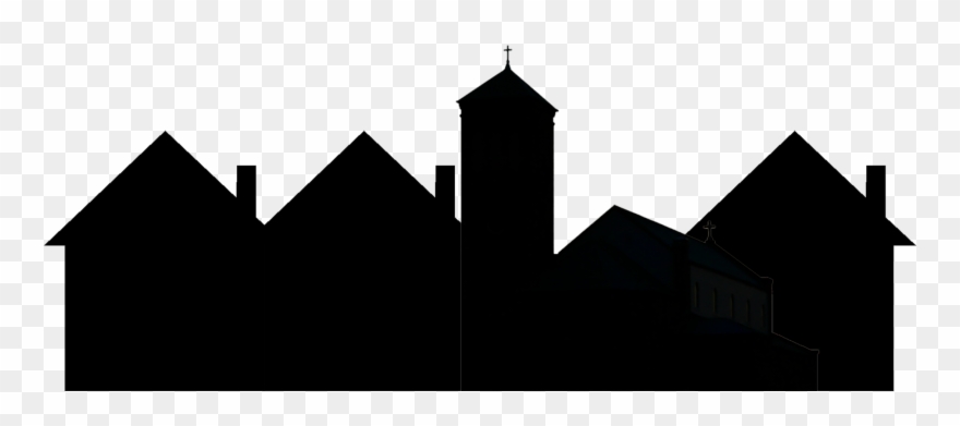 Country Clipart Town - Small Town Skyline Silhouette - Png Download