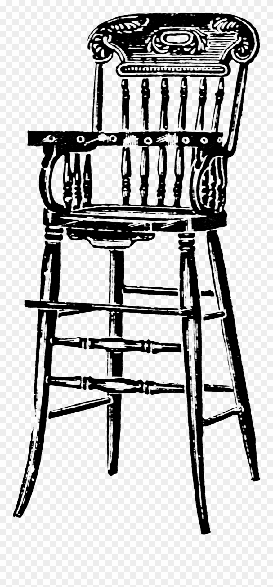 0717 High Chair Victorian Era Free Vintage Clip Art - Bar Stool - Png Download
