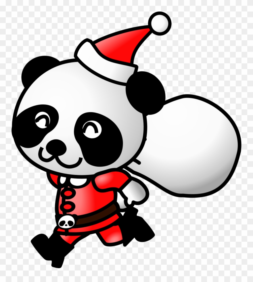 Santa Panda - Panda Santa Clipart