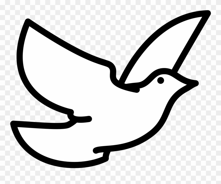Holy Spirit Dove Clipart Black And White Flying Line - Bird Flying Drawing Easy - Png Download