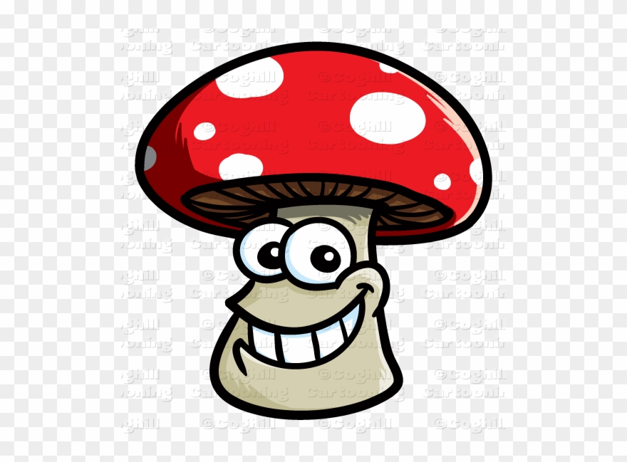 Smiling Mushroom Cartoon Character Clip Art Stock Illustration - Cartoon Mushroom With Face - Png Download
