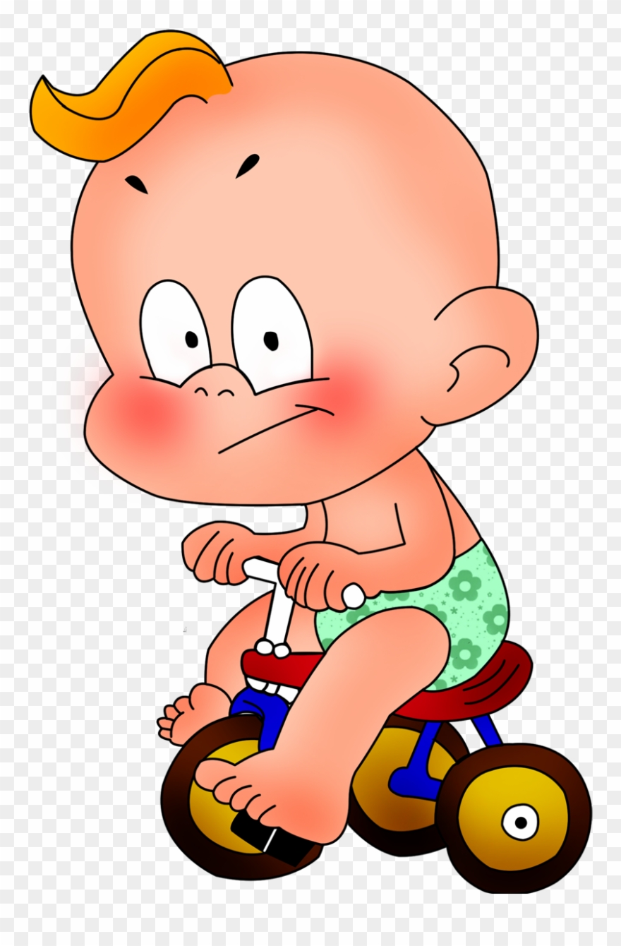 Láminas Infantiles Y Para Adolescentes - Baby On Bike Cartoon Clipart