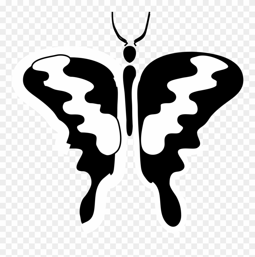 Butterfly 63 Black White Line Art Scalable Vector Graphics - Clip Art - Png Download