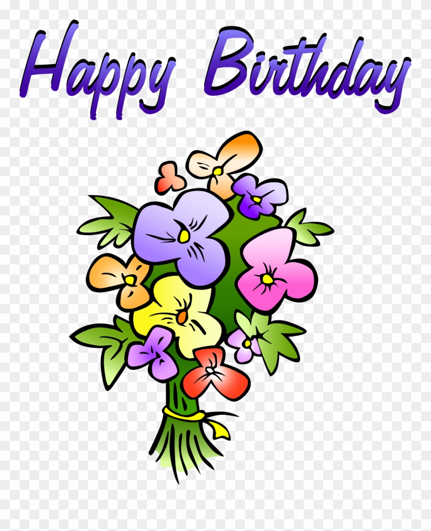 Happy Birthday Clipart - Happy Birthday Cartoon Flowers - Png Download