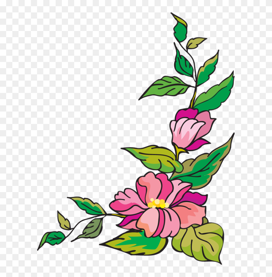 Flower Corner Border Clip Art - Flower Page Border Design - Png Download