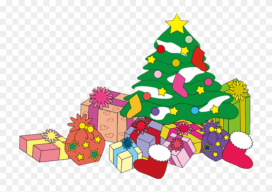 Picture Free Library Christmas Tree And Presents Clipart - Christmas Tree Presents Clip Art - Png Download