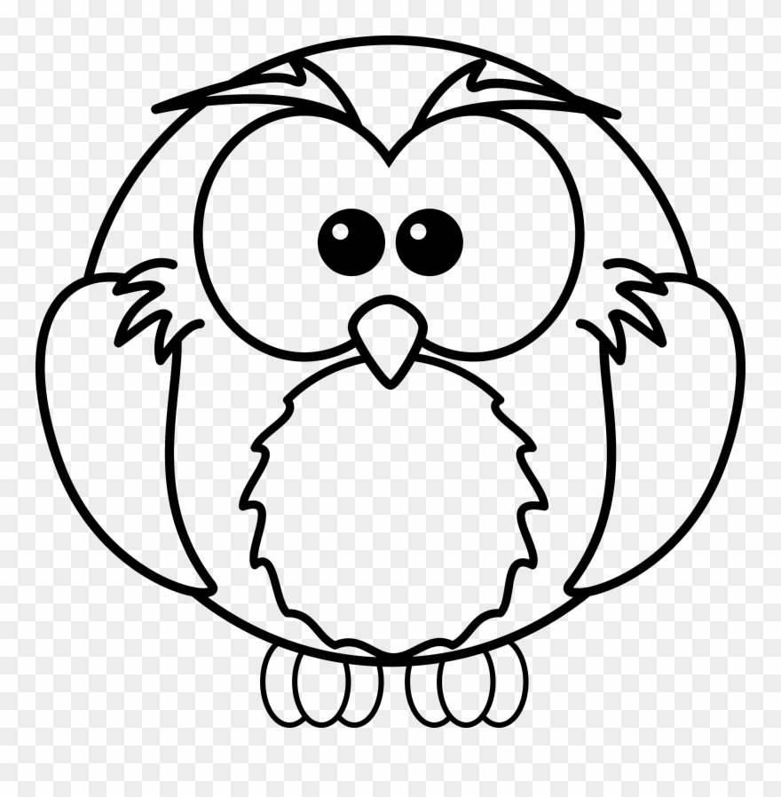 Free Cartoon Owl Coloring Page Clipart - Colouring Pages Of Owl - Png Download