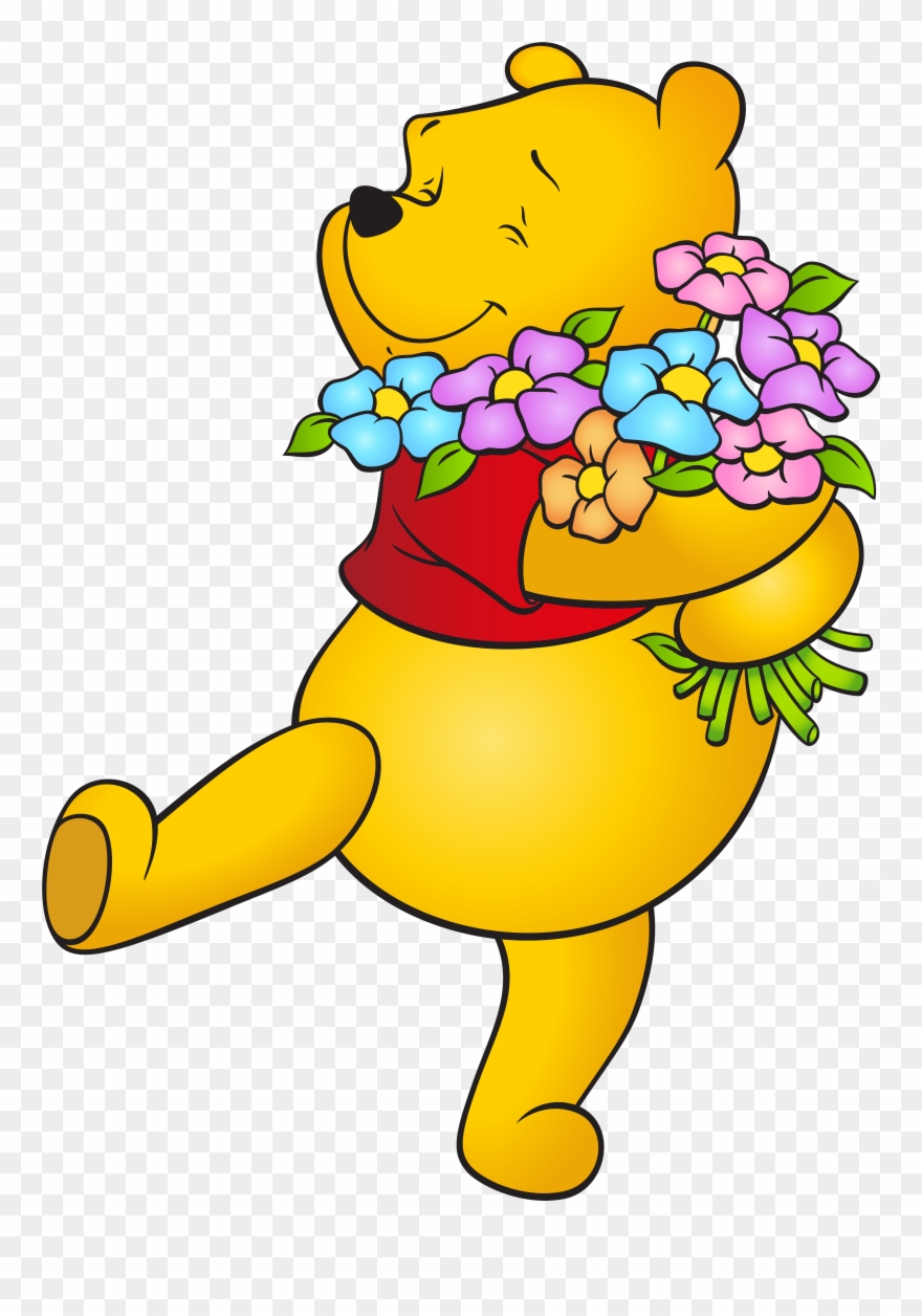 View Full Size - Winnie The Pooh With Flowers Clipart