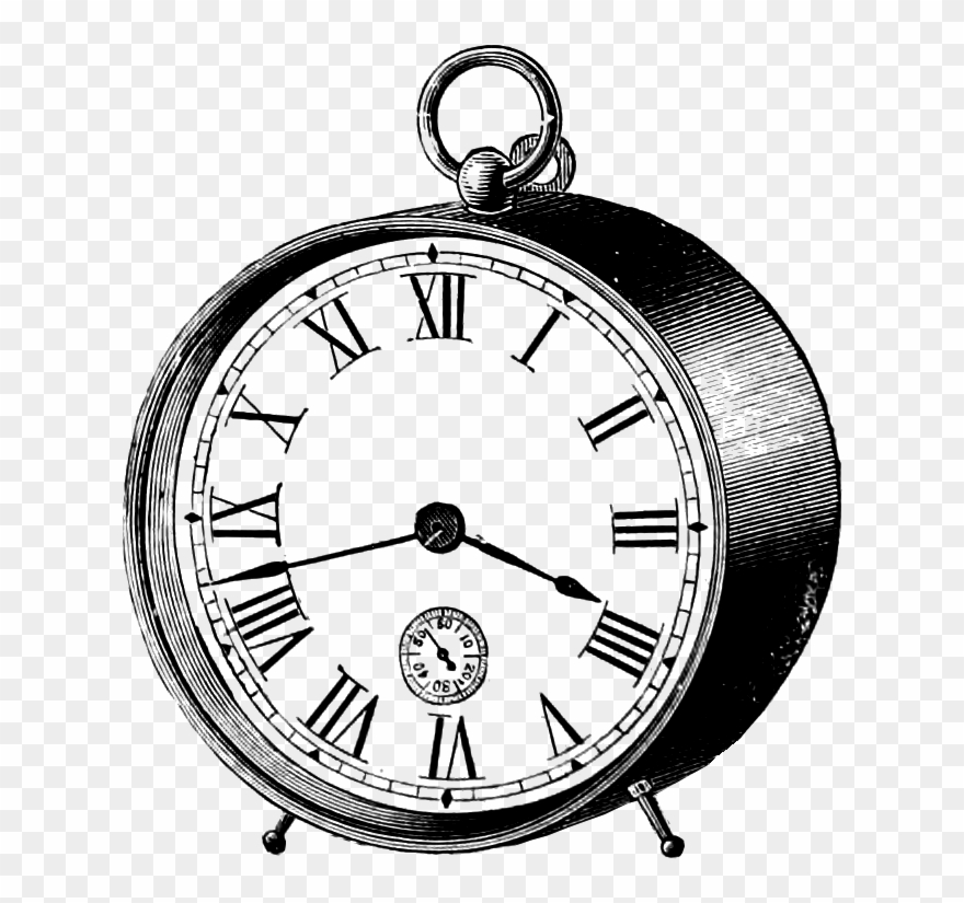 Download Black Vintage Clock Png Clip Art - Clip Art Clock Vintage Transparent Png