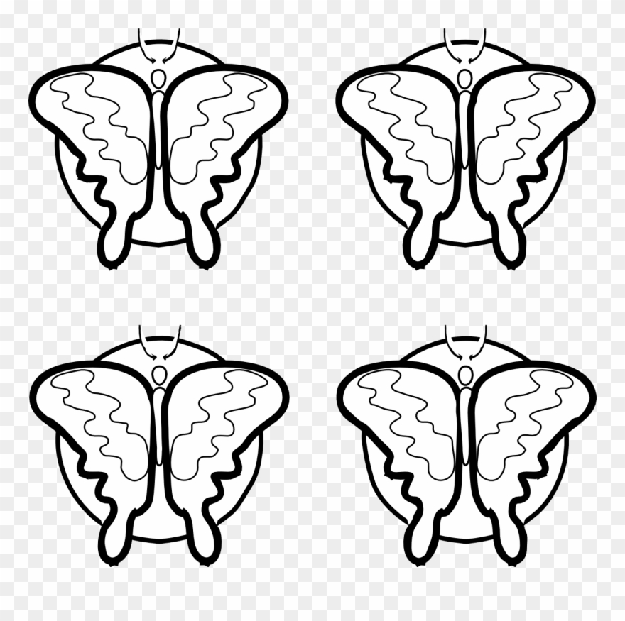 Butterfly 44 Black White Line Art Scalable Vector Graphics - Clip Art - Png Download
